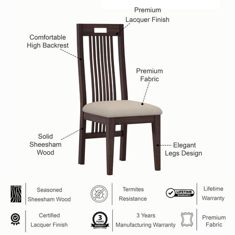 Vegator Solid Sheesham Wood 6 Seater Dining Table Set - 3 Years Warranty