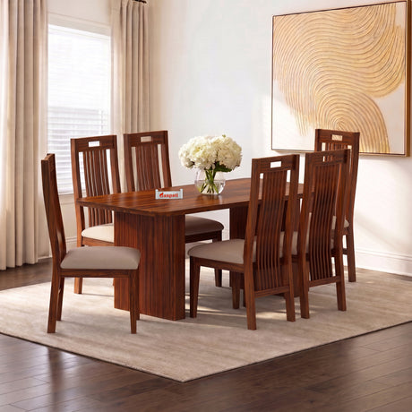 Vegator Solid Sheesham Wood 6 Seater Dining Table Set - 3 Years Warranty