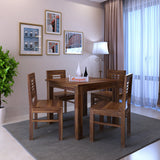 Cairo Solid Sheesham Wood Square 4 Seater Dining Table Set - 3 Years Warranty