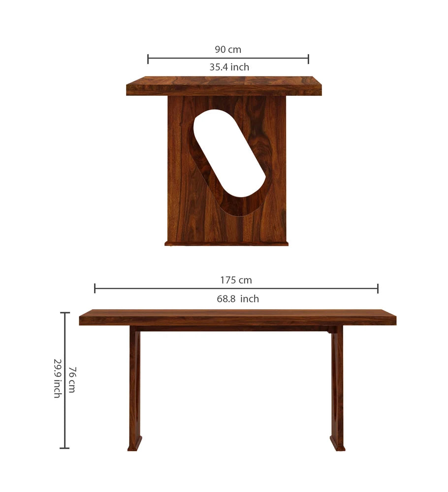 RAFEL Solid Sheesham Wood 6 Seater Dining Table - 3 Years Warranty