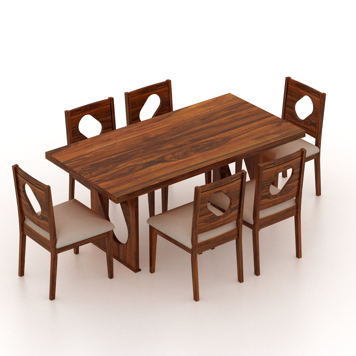 RAFEL Solid Sheesham Wood 6 Seater Dining Table Set - 3 Years Warranty