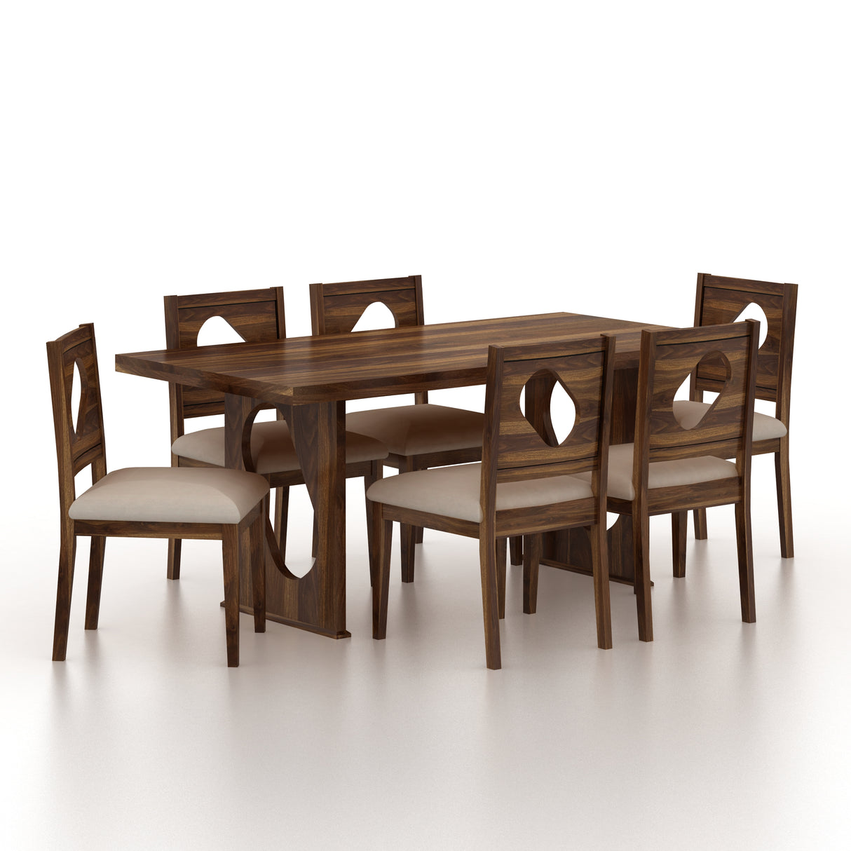 RAFEL Solid Sheesham Wood 6 Seater Dining Table Set - 3 Years Warranty