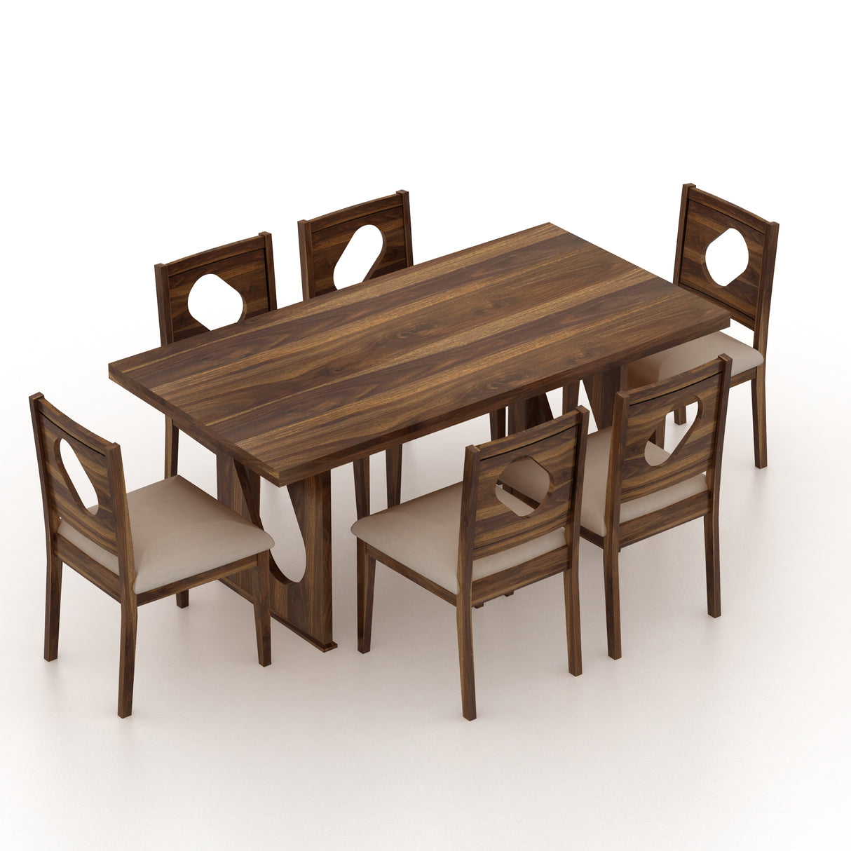 RAFEL Solid Sheesham Wood 6 Seater Dining Table Set - 3 Years Warranty