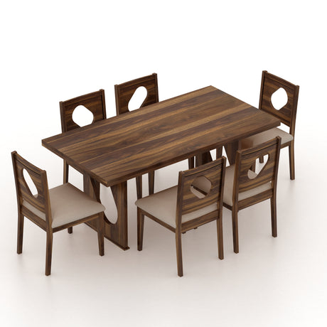 RAFEL Solid Sheesham Wood 6 Seater Dining Table Set - 3 Years Warranty