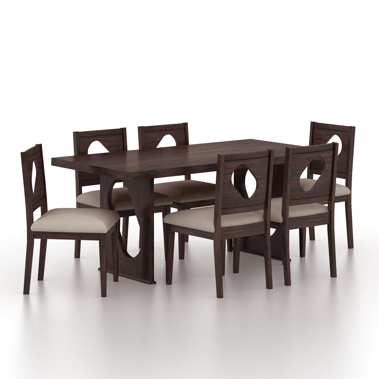 RAFEL Solid Sheesham Wood 6 Seater Dining Table Set - 3 Years Warranty