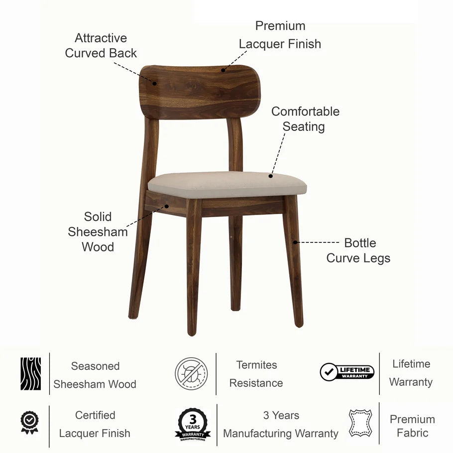 Lazio Solid Sheesham Wood Office/Study/Dining Chair - 3 Years Warranty