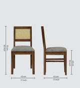 Syrus Rattan Solid Sheesham Wood 6 Seater Dining Table Set- 3 Years Warranty