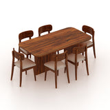 Lazio Solid Sheesham Wood 6 Seater Dining Table Set - 3 Years Warranty
