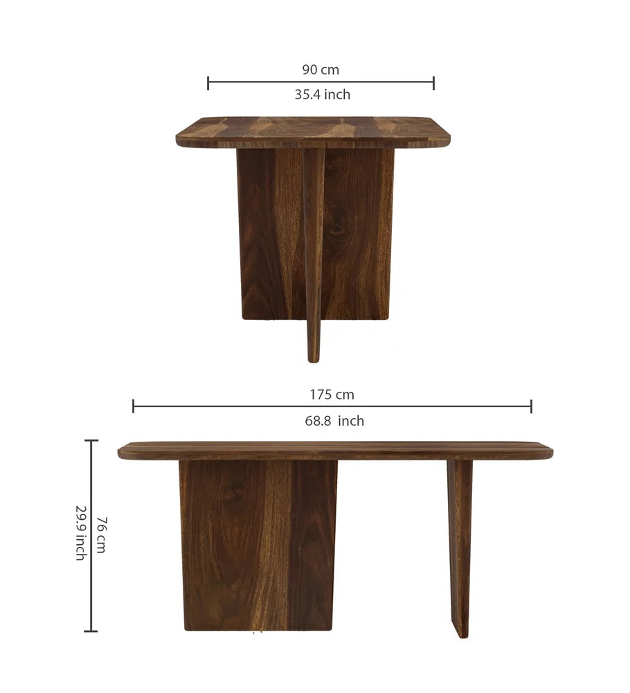 Lazio Solid Sheesham Wood 6 Seater Dining Table - 3 Years Warranty