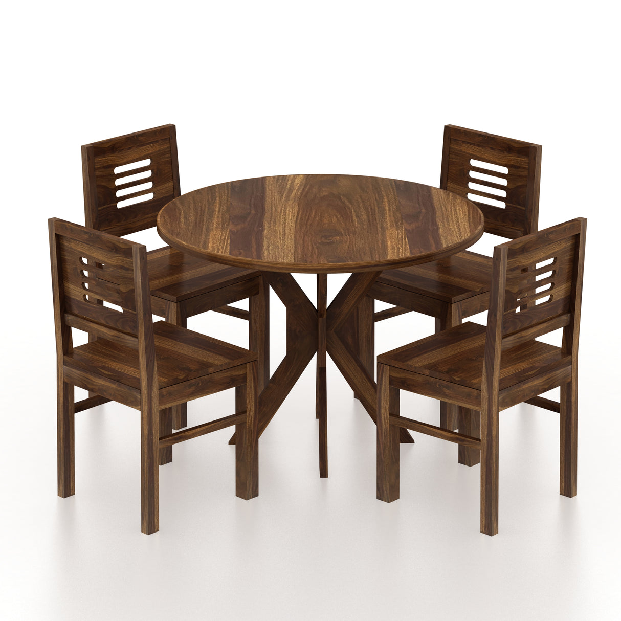 Cairo Oval Solid Sheesham Wood 4 Seater Dining Table Set - 3 Years Warranty