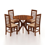 Maurus Oval Solid Sheesham Wood 4 Seater Dining Table Set - 3 Years Warranty
