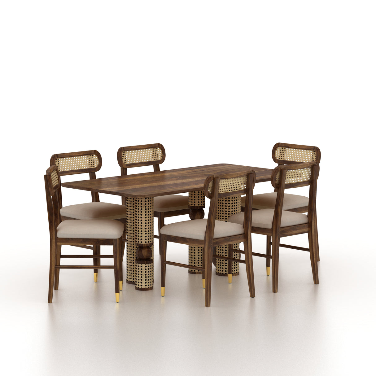 Naptune Solid Sheesham Wood 6 Seater Dining Set - 3 Years Warranty