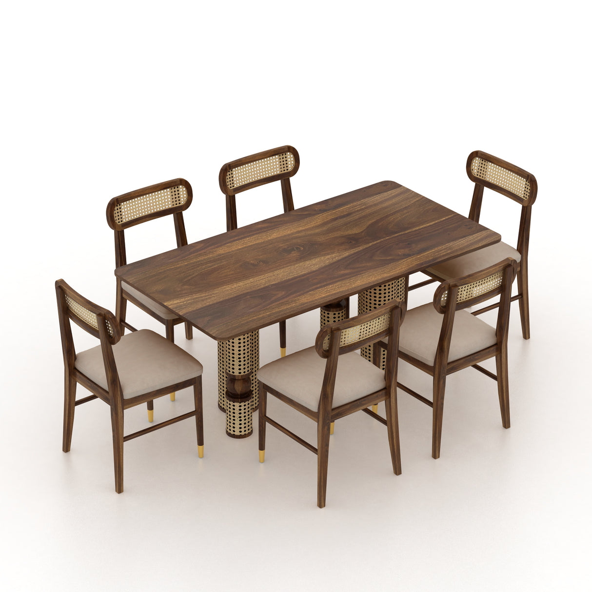 Naptune Solid Sheesham Wood 6 Seater Dining Set - 3 Years Warranty