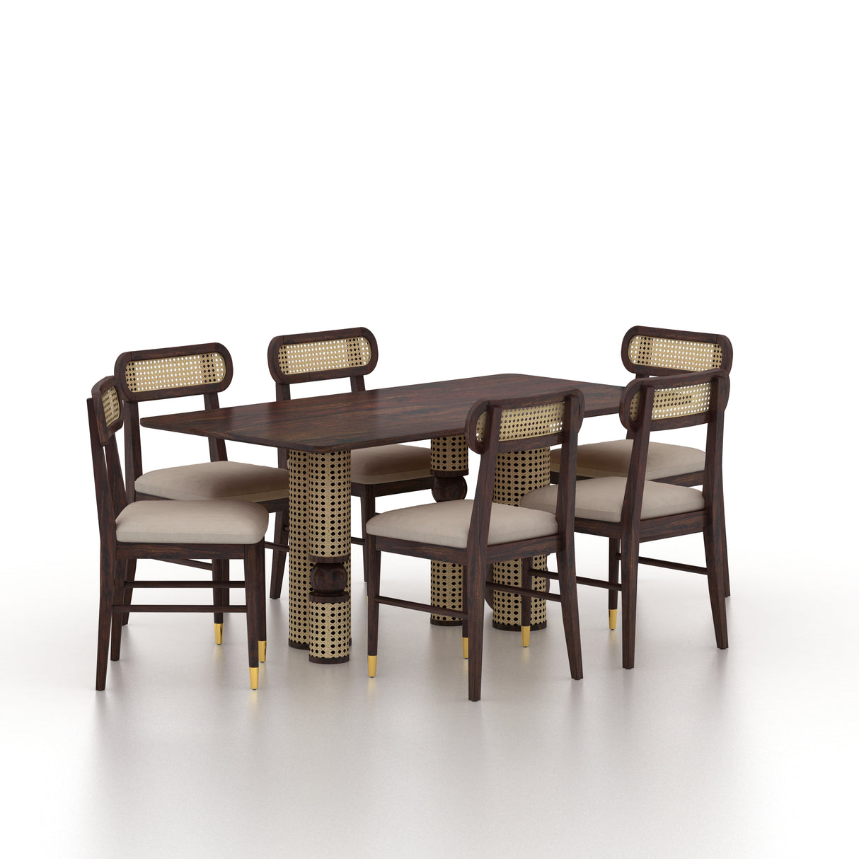 Naptune Solid Sheesham Wood 6 Seater Dining Set - 3 Years Warranty