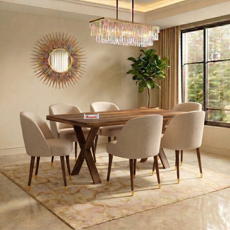MARTIN Solid Sheesham Wood 6 Seater Dining Table Set - 3 Years Warranty