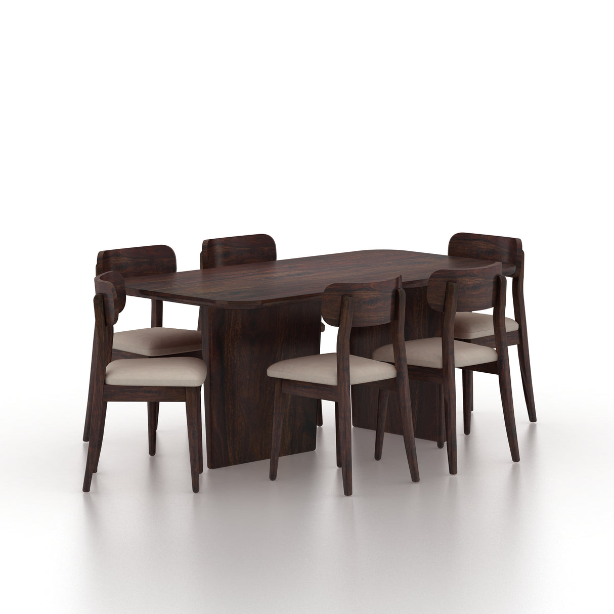 Lazio Solid Sheesham Wood 6 Seater Dining Table Set - 3 Years Warranty