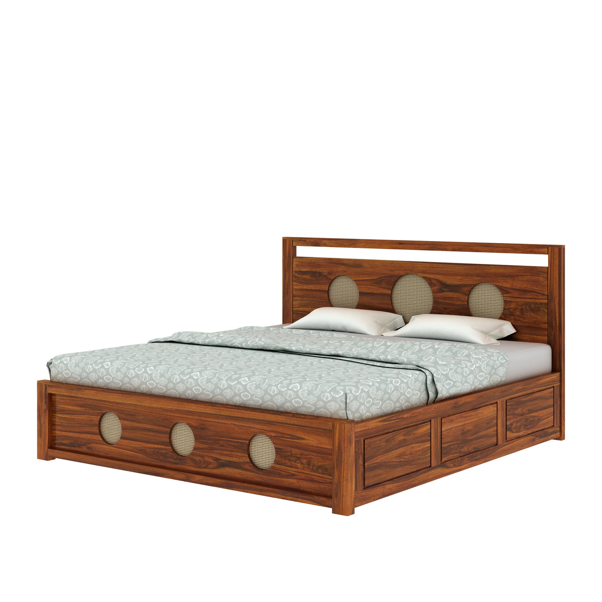 Cosmos Solid Sheesham Wood Bed With Box Storage - 3 years Warranty