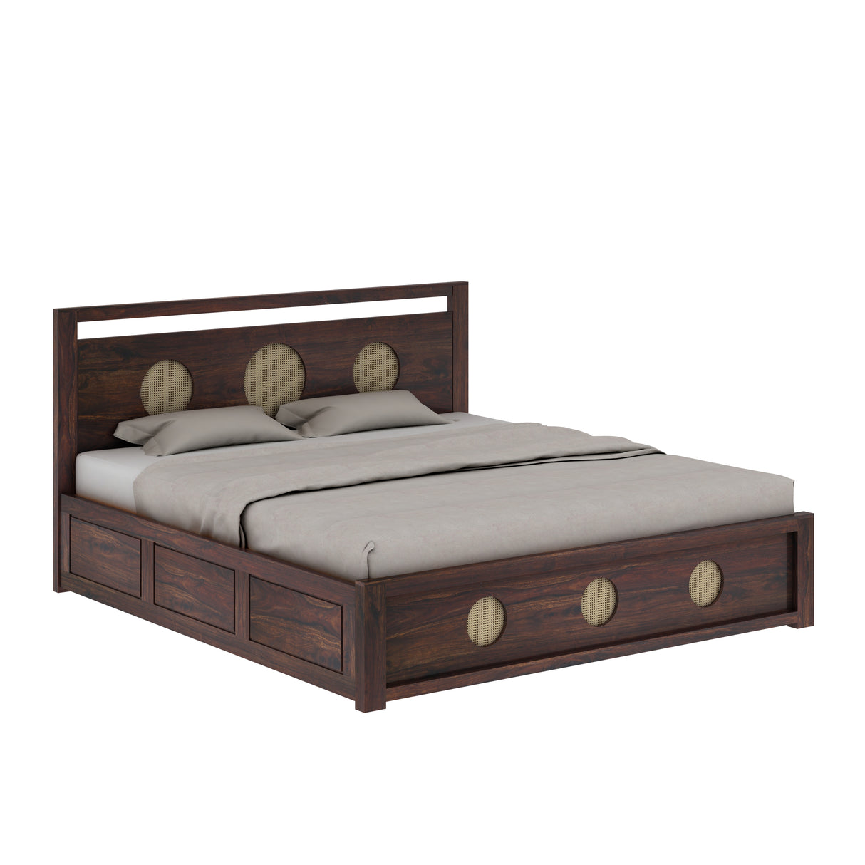 Cosmos Solid Sheesham Wood Bed With Box Storage - 3 years Warranty
