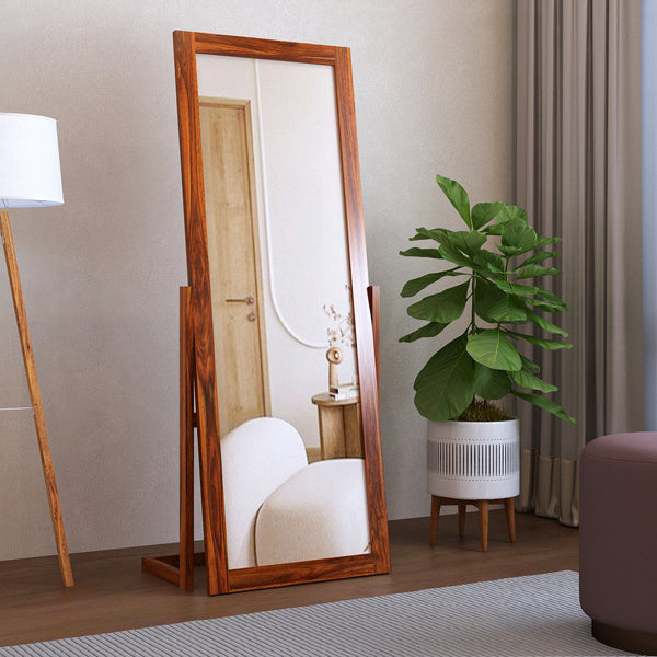 Euro Solid Sheesham Wood Standing Mirror - 3 Years Warranty