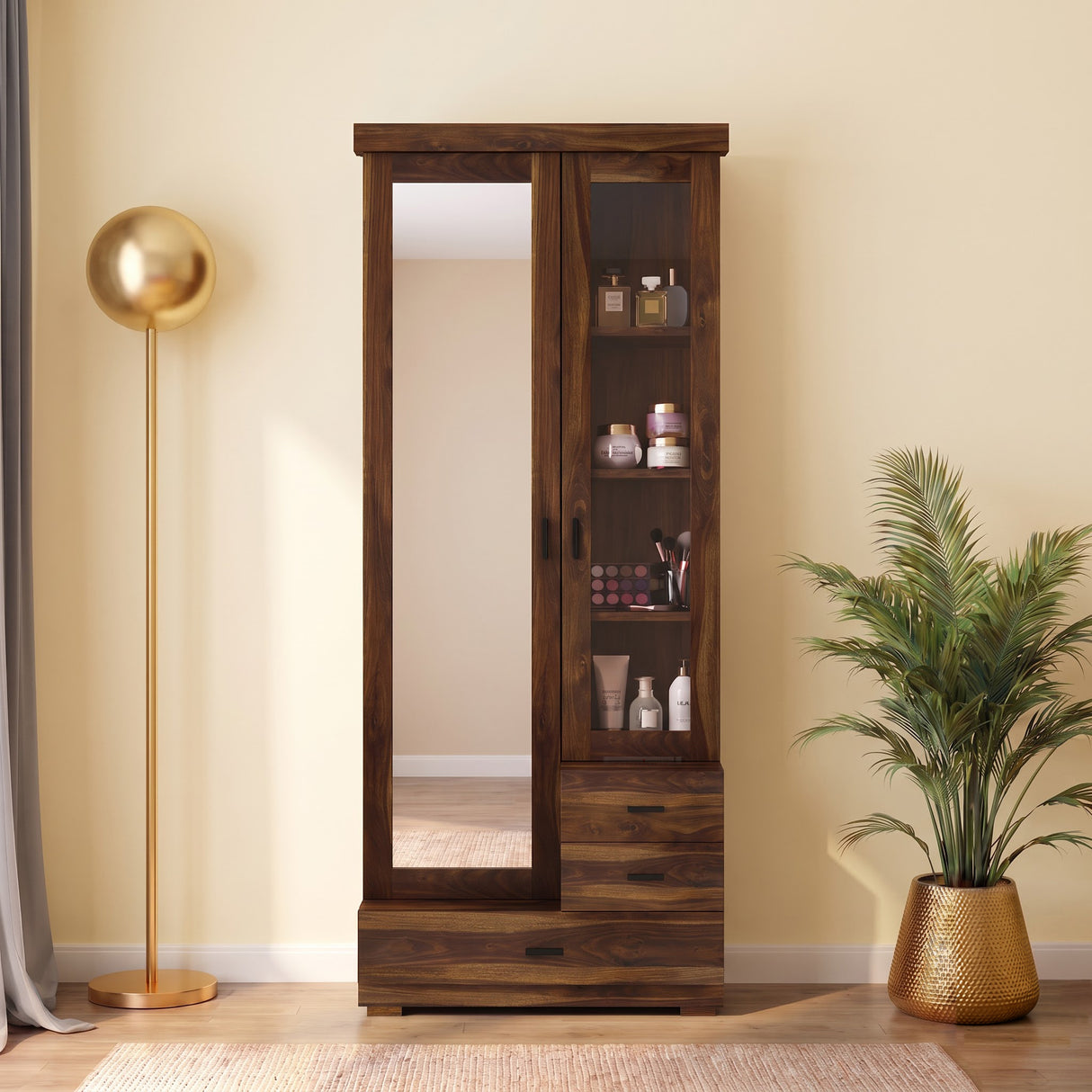 RAYON Solid Sheesham Wood Dressing Table With Cabinet - 3 Years Warranty