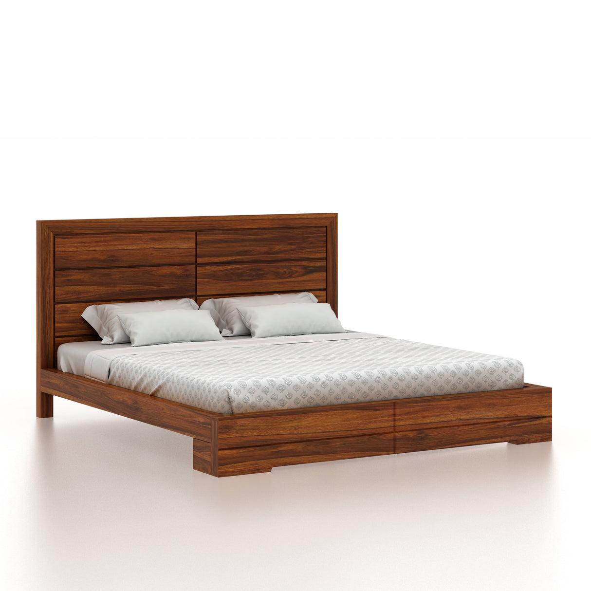 Live Solid Sheesham Wood Edge Bed - 3 Years Warranty