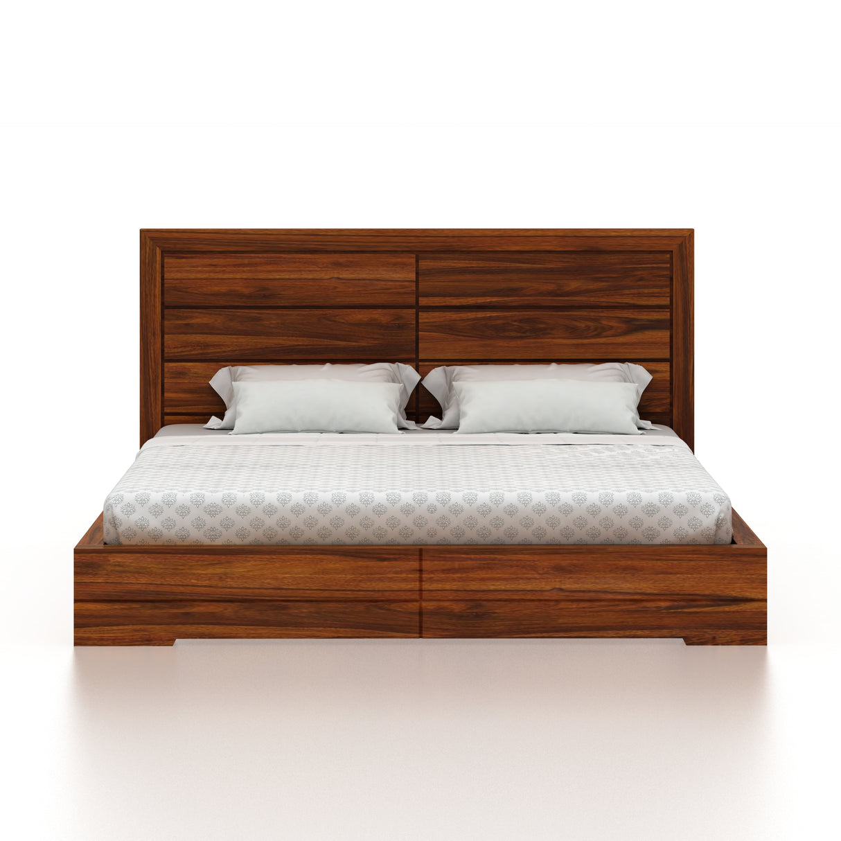 Live Solid Sheesham Wood Edge Bed - 3 Years Warranty