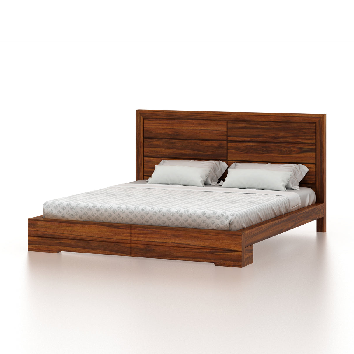 Live Solid Sheesham Wood Edge Bed - 3 Years Warranty