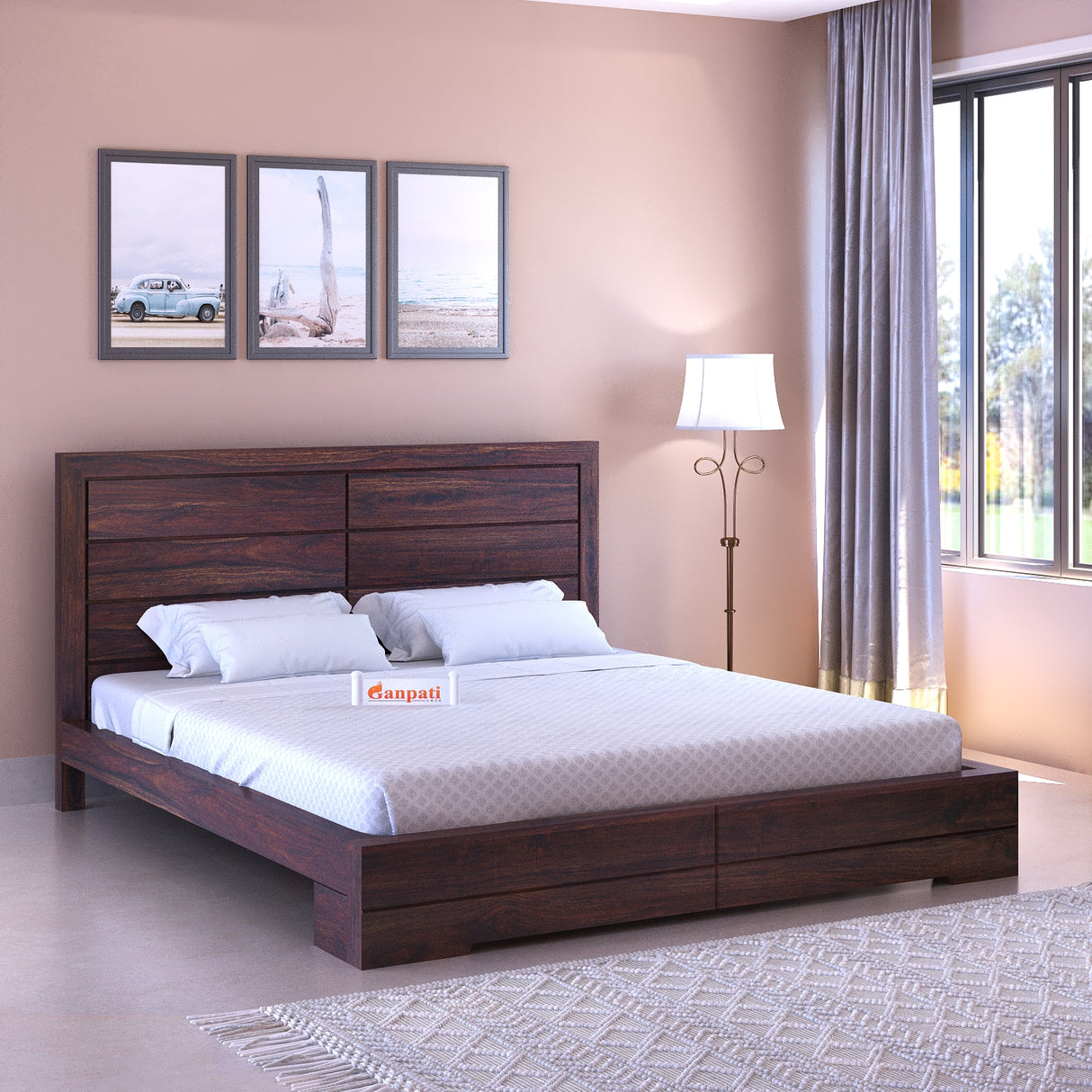 Live Solid Sheesham Wood Edge Bed - 3 Years Warranty