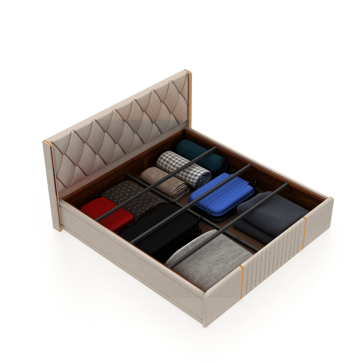 Archer Upholstered Bed With Box Storage - 12 Months Warranty(LUXE EDITION)