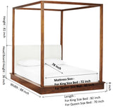 Elley Solid Sheesham Wood Platfrom Poster Bed with upholstered Headboard - 3 Years Warranty