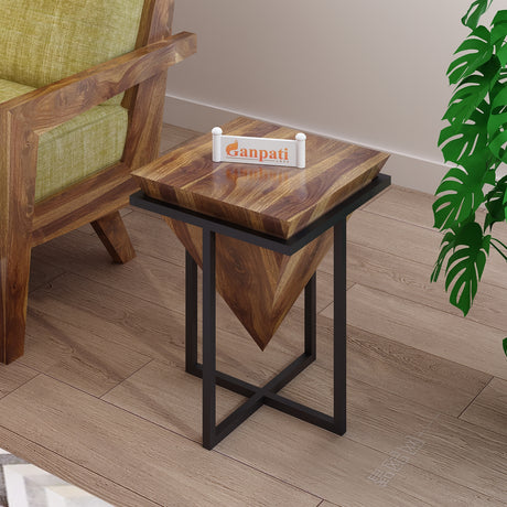 AURA Solid Sheesham Wood End Table - 3 Years Warranty