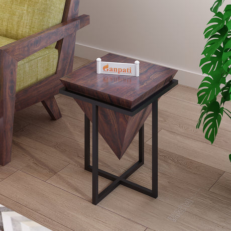 AURA Solid Sheesham Wood End Table - 3 Years Warranty