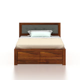 EURO Solid Sheesham Wood 4 Feet Bed With Box Storage - 3 Years Warranty