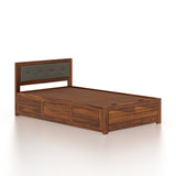 EURO Solid Sheesham Wood 4 Feet Bed With Box Storage - 3 Years Warranty