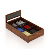 EURO Solid Sheesham Wood 4 Feet Bed With Box Storage - 3 Years Warranty