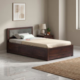 EURO Solid Sheesham Wood 4 Feet Bed With Box Storage - 3 Years Warranty