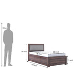 Euro Solid Sheesham Wood Single Bed With Box Storage - 3 Years Warranty
