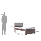 EURO Solid Sheesham Wood Single Bed With Upholstered Headboard - 3 Years Warranty