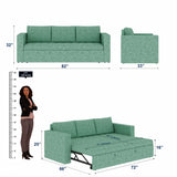 FABRIO Three Seater Upholstered Sofa Cum Bed Textured Suede - 12 Months Warranty -Suede Oasis