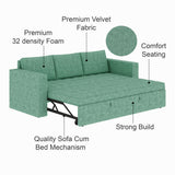 FABRIO Three Seater Upholstered Sofa Cum Bed Textured Suede - 12 Months Warranty -Suede Oasis