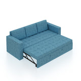 FABRIO Three Seater Upholstered Sofa Cum Bed Textured Suede - 12 Months Warranty -Suede Blue