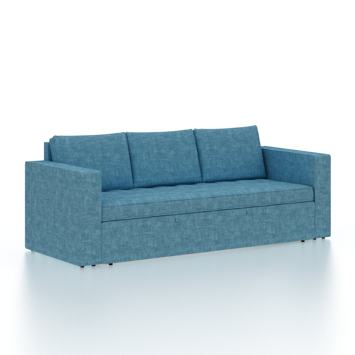 FABRIO Three Seater Upholstered Sofa Cum Bed Textured Suede - 12 Months Warranty -Suede Blue