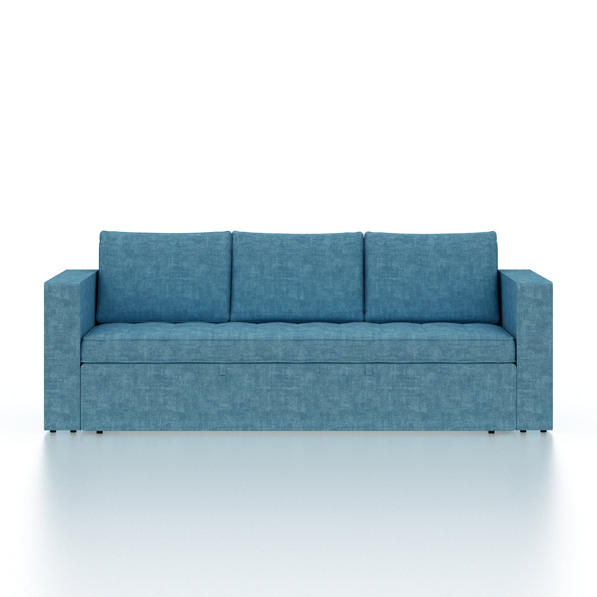 FABRIO Three Seater Upholstered Sofa Cum Bed Textured Suede - 12 Months Warranty -Suede Blue