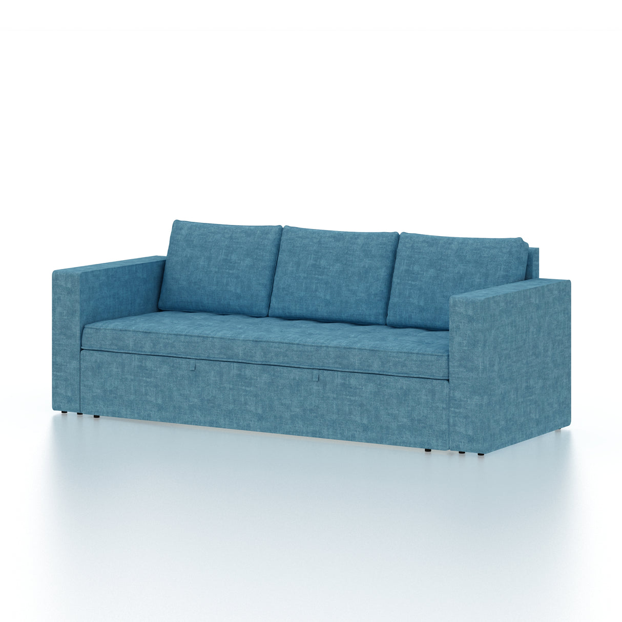FABRIO Three Seater Upholstered Sofa Cum Bed Textured Suede - 12 Months Warranty -Suede Blue