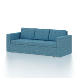 FABRIO Three Seater Upholstered Sofa Cum Bed Textured Suede - 12 Months Warranty -Suede Blue