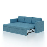 FABRIO Three Seater Upholstered Sofa Cum Bed Textured Suede - 12 Months Warranty -Suede Blue