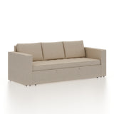 FABRIO Three Seater Upholstered Sofa Cum Bed Velvet - 12 Months Warranty - CREAM
