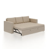 FABRIO Three Seater Upholstered Sofa Cum Bed Velvet - 12 Months Warranty - CREAM