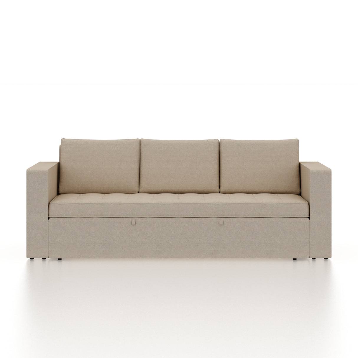FABRIO Three Seater Upholstered Sofa Cum Bed Velvet - 12 Months Warranty - CREAM