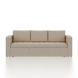 FABRIO Three Seater Upholstered Sofa Cum Bed Velvet - 12 Months Warranty - CREAM